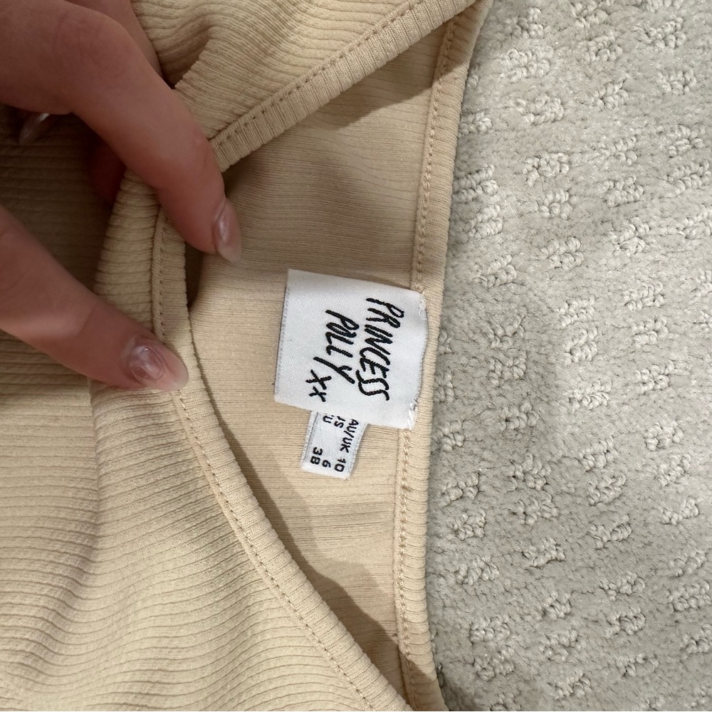 Princess Polly Ribbed Cream Top